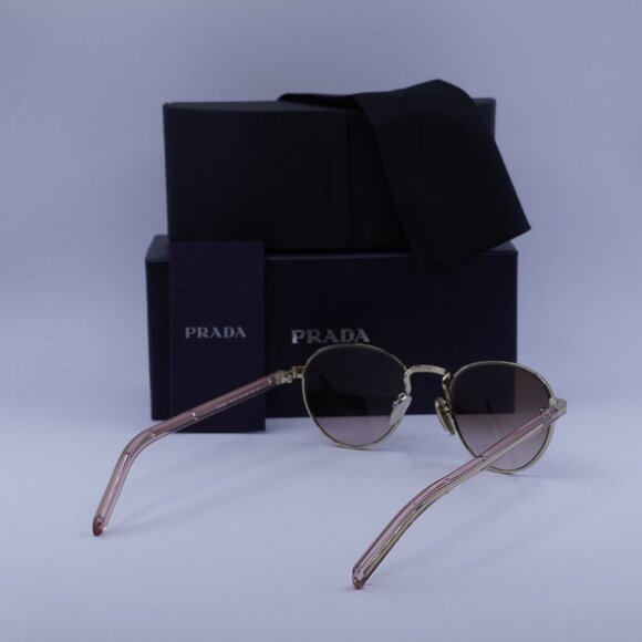 Prada PRB52S ZVN0A6 Round Sunglasses – Gold\\Brown main image 8